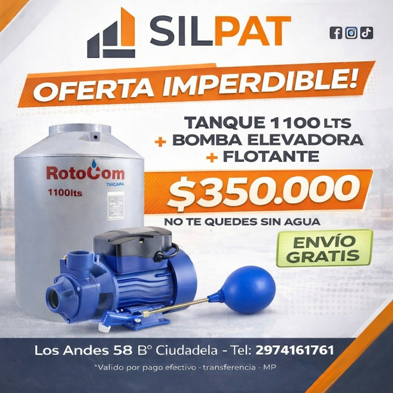 PROMO2:TANQUE 1100LTS+FLOTANTE