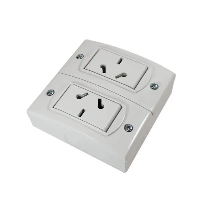 TOMA CORRIENTES BLANCO X2 MOD EXTERIOR JELUZ